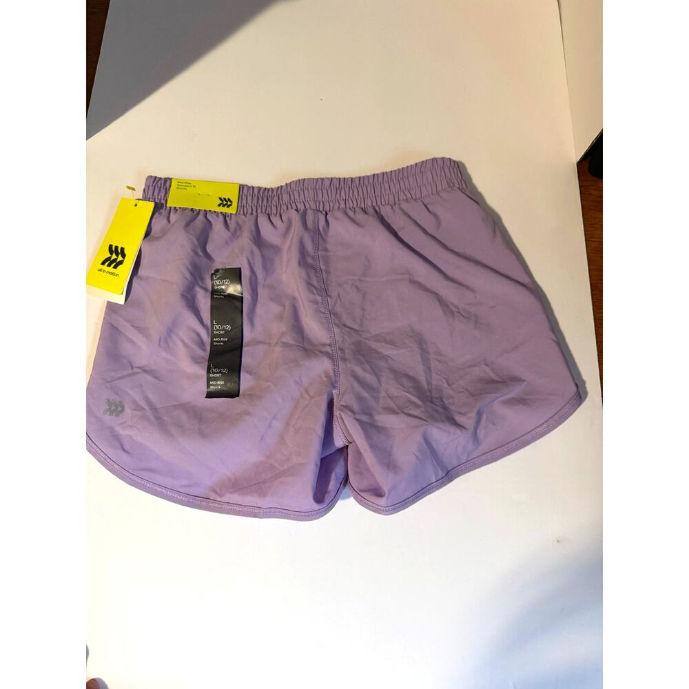 All in Motion Girls Mid-Rise Run Shorts Lavender L 10/12 NWT